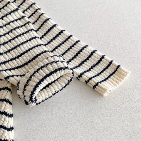 Princess Knitted Sweater Dress – Girls Striped A-Line Party Dress