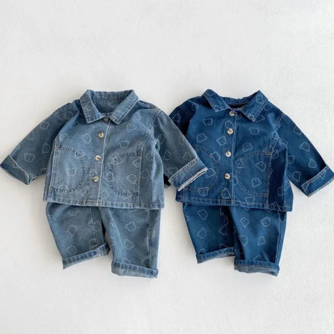 Children’s Spring Jeans – Soft Denim Bear Printed Harem Pants for Kids