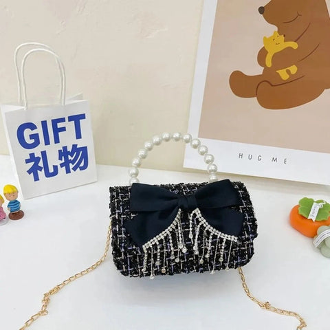 Little Princess Pearl Handheld Crossbody Bag for Girls