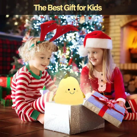 LED Cute Pear Night Light - Dimmable & USB Rechargeable Nursery Lamp