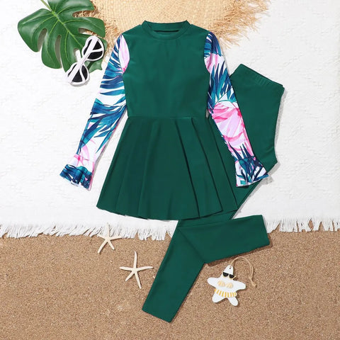 Modest Long Sleeve Swimwear with Skirt and Pants