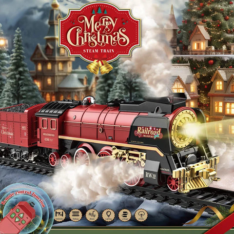 Christmas Series Remote Control Electric Steam Train Set with Lights