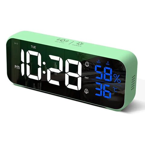 LED Digital Alarm Clock - With Voice Control & Temperature Display