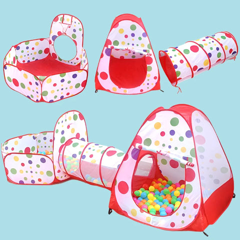 3 in 1 Baby Tent Playpen– Portable Kids Ball Pit, Crawling Tunnel, and Playground House