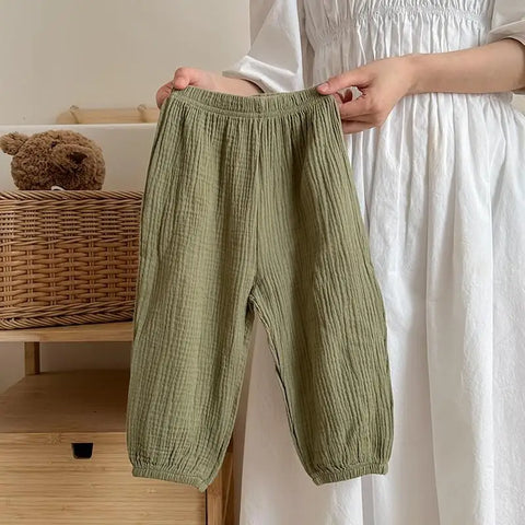 Solid Color Anti-Mosquito Pants for Kids - Summer Casual Bloomers