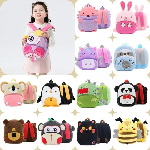 Cute Cartoon Animal Series Plush Backpack for Kids