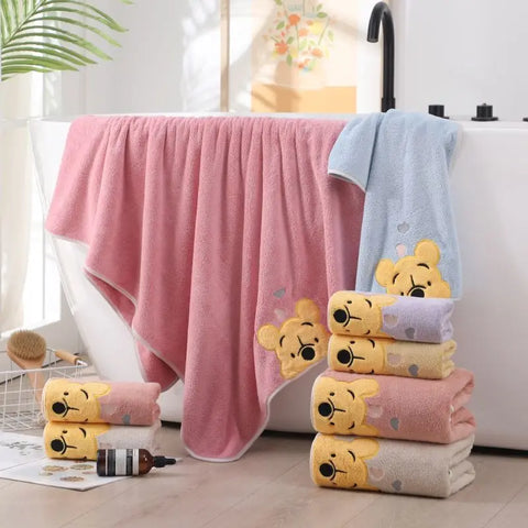 Winnie Embroidered Coral Velvet Bath Towel