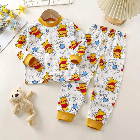 Cotton Pajama Set for Kids – Autumn Long Sleeve Tops + Pants Set