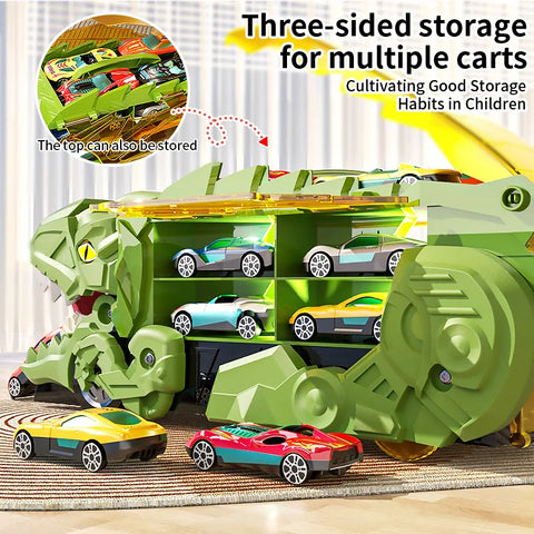 Oversized Dinosaur Swallowing Car Track