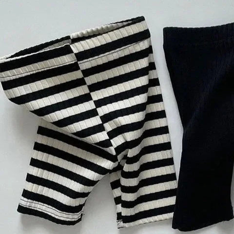 Solid Cotton Shorts for Girls – Baby Striped Leggings & Toddler Ribbed Shorts