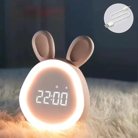 Cute Rabbit LED Digital Alarm Clock with Night Light