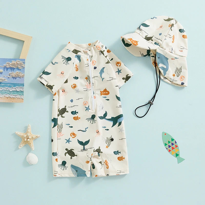 Kids Dinosaur Swimsuit - Sun Safe & Fun! Teeny Pandas