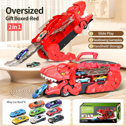 Oversized Dinosaur Swallowing Car Track