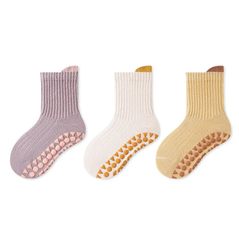 Three Pairs Baby Anti-Slip Socks for Boys and Girls