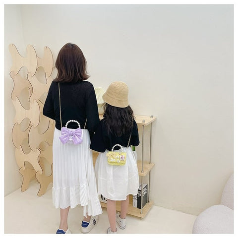 Little Princess Pearl Handheld Crossbody Bag for Girls