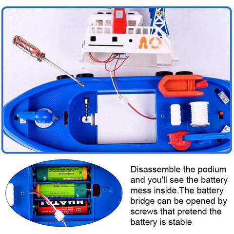 Marine Fireboat Bath Toy With Water Spray & LED Lights