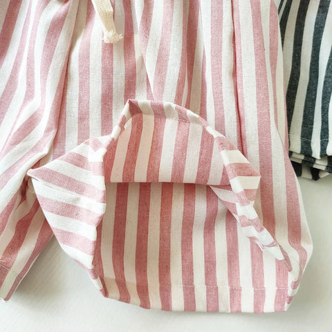 Children's Vintage Linen Cotton Stripe Pants – Casual & Stylish for Kids