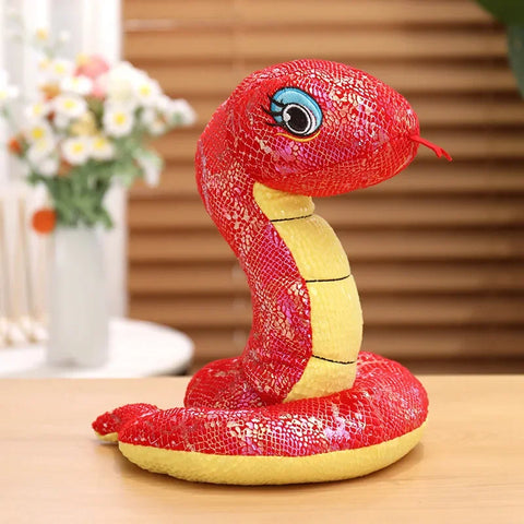 Simulated Sequin Fabric Plush Snake – Multicolour Soft Toy