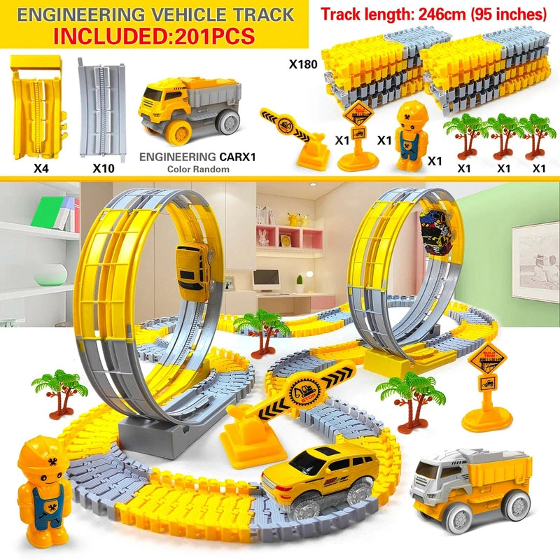 Electric Car Track Set - With Multi-Action Design! Teeny Pandas