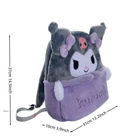 Cute Fluffy Plush Backpack for Girls – Cartoon Style and Large Capacity