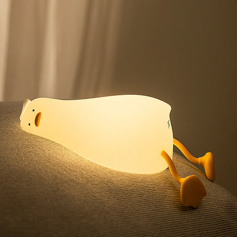 Lying Duck USB Rechargeable Night Light – Soft Silicone Bedside Lamp for Kids