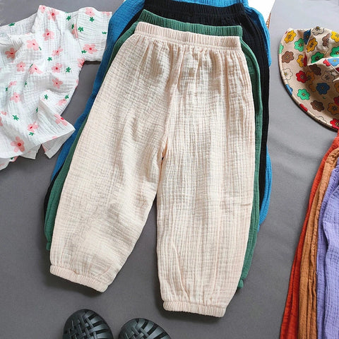 Kids' Cotton Muslin Bamboo Summer Pants – Lightweight and Breathable Bloomers