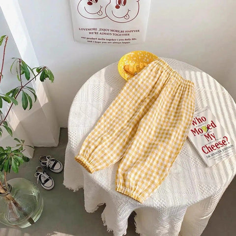 Plaid Anti-Mosquito Harem Pants for Kids – Summer Casual Bloomers