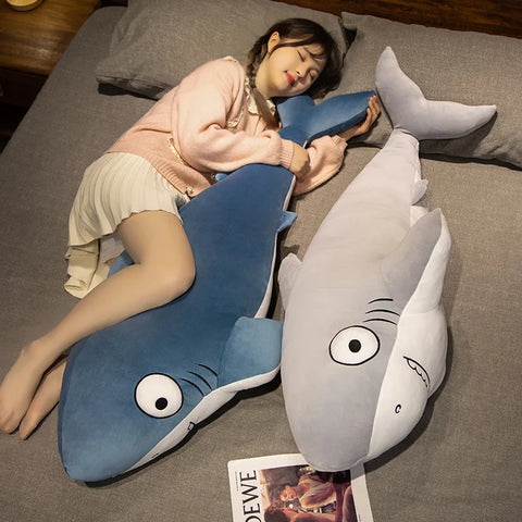 Cartoon Shark Plush Toy – Soft Sleeping Pillow for Office, Home Comfort, and Birthday Gift