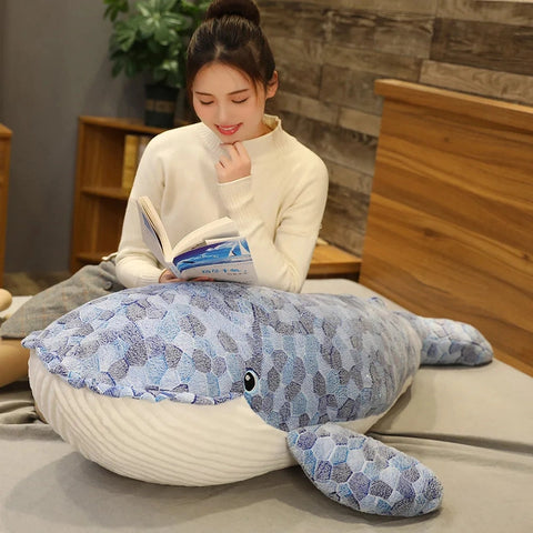 Whale Plush Toy – Blue Sea Animal Stuffed Shark Soft Pillow Gift