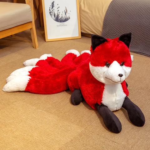 Lifelike Nine Tails Fox Plush Toy - White and Red Fox Stuffed Animal