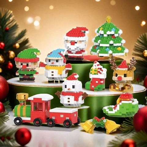 Christmas Holiday Snowman Building Blocks Set - Educational Toy for Children!