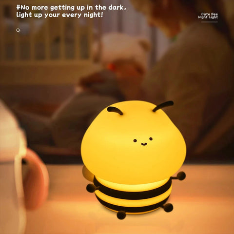 Bee Silicone LED Cartoon Night Light – USB Rechargeable Dimming Sleep Lamp