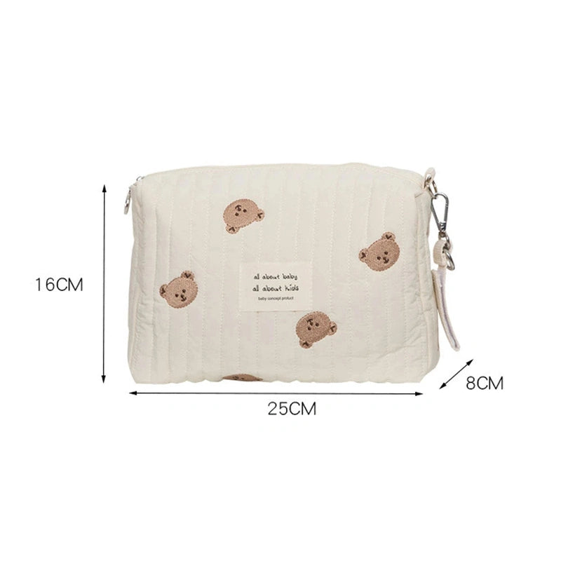 Quilted Stroller Diaper Bag Organizer - Compact & Neutral Baby Bag Teeny Pandas
