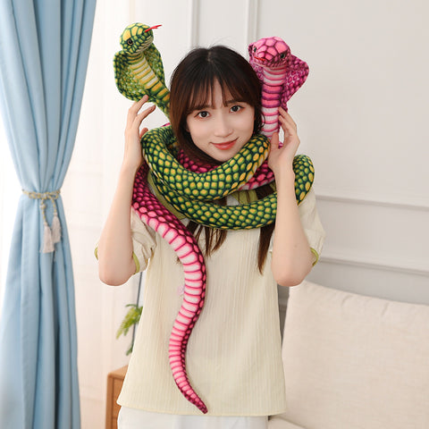 Simulated Colorful Cobra Plush Toy – Stuffed Snake Plushies