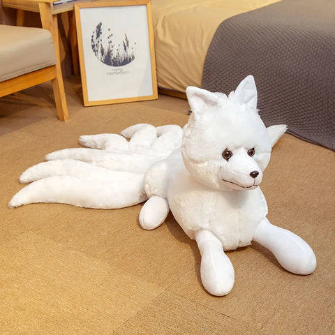 Lifelike Nine Tails Fox Plush Toy - White and Red Fox Stuffed Animal