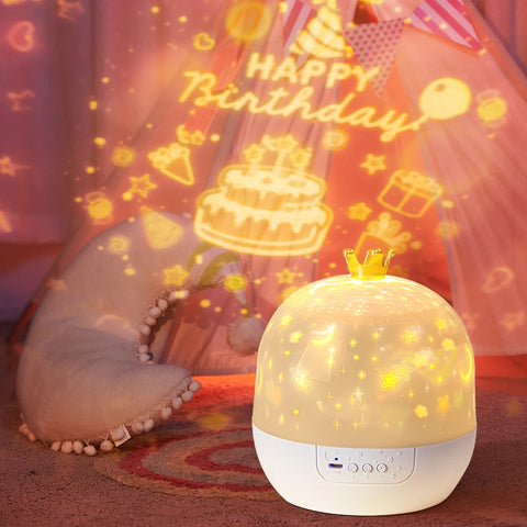 Crown Star Light Music Projection Lamp - Perfect Gift for Kids Room!