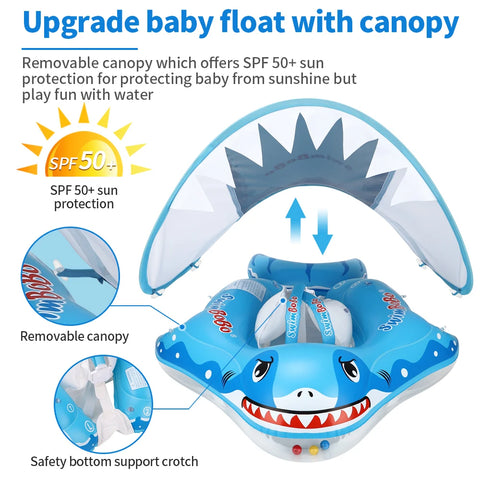 Baby Swimming Floater with Sunshade Canopy – Safe & Fun Water Float for Babies Teeny Pandas
