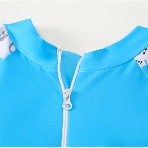 Floating Short Sleeve Cat Print Swimsuit