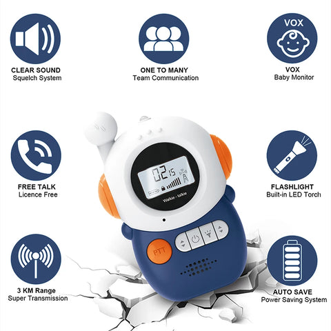 Cartoon Walkie Talkie for Kids – 3KM Range Baby Radio Toy