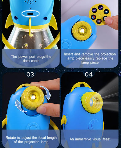 Rocket Galaxy Night Light Projector - 360° Rotate Starry Sky Night Lamp