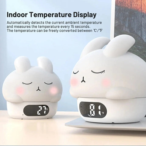 Cute Bunny Digital Alarm Clock - With Night Light for Kids