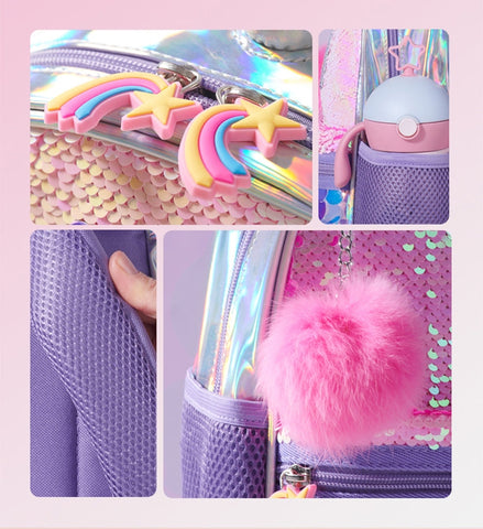 Reversible Sequin Unicorn and Dinosaur Backpack