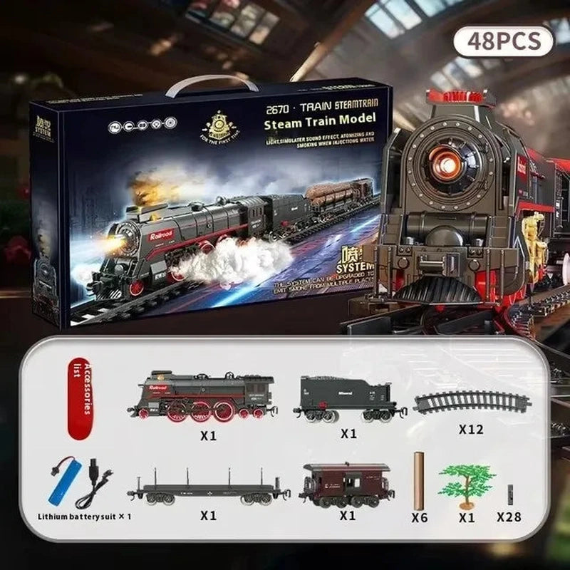 Retro Steam Train Track Toy Set - product detail view 6