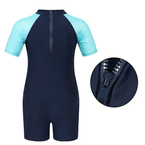 Short Sleeve One-piece Swimsuit for Girls and Boys