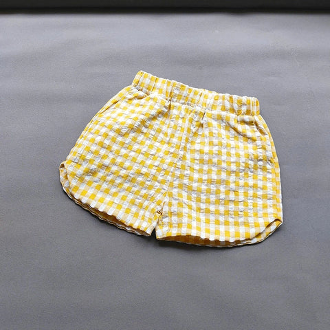 Girls' Plaid Shorts – Trendy Summer Split Shorts for Kids