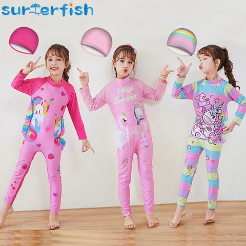 Kids Wetsuit Long Sleeve Surfing Suit with Cap