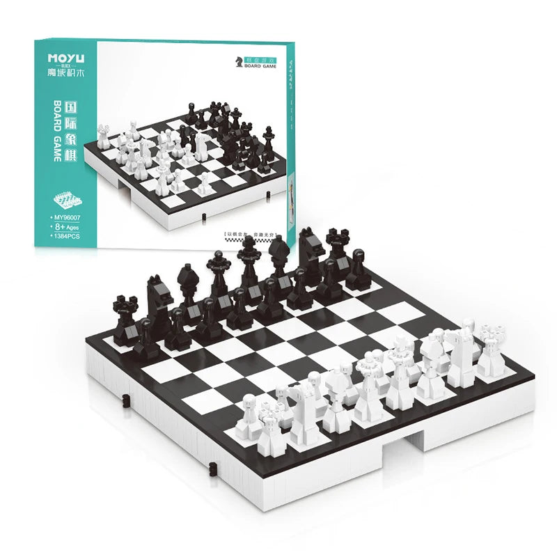 Creative Build Chess Set – Retro Block Chess Game You Assemble! Teeny Pandas