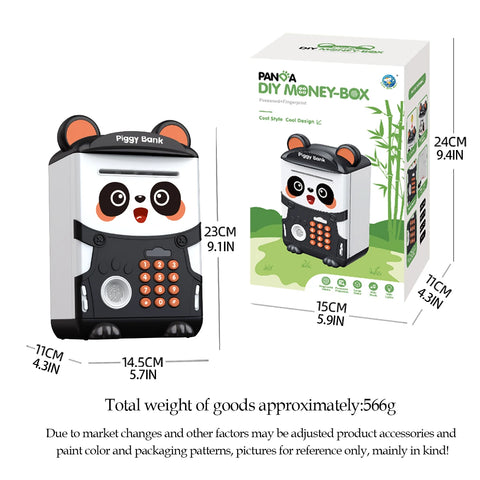 Panda Piggy Bank with Fingerprint & Password Unlock – Automatic ATM Money Box