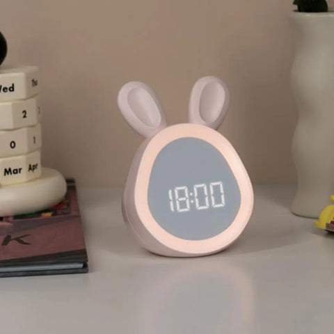 Cute Rabbit LED Digital Alarm Clock with Night Light