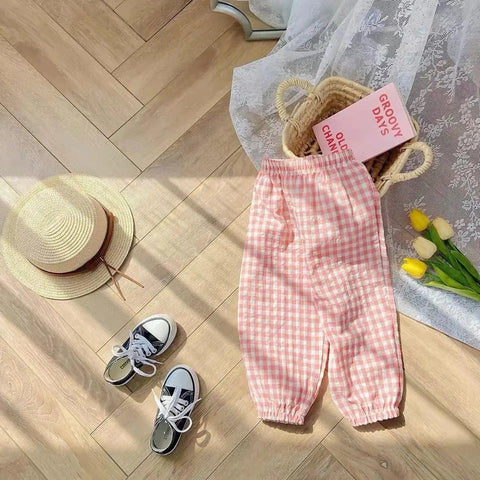 Plaid Anti-Mosquito Harem Pants for Kids – Summer Casual Bloomers